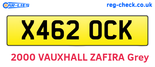 X462OCK are the vehicle registration plates.
