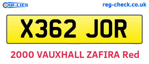 X362JOR are the vehicle registration plates.
