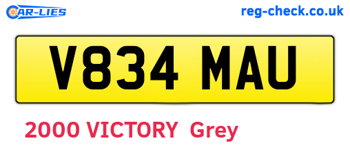 V834MAU are the vehicle registration plates.