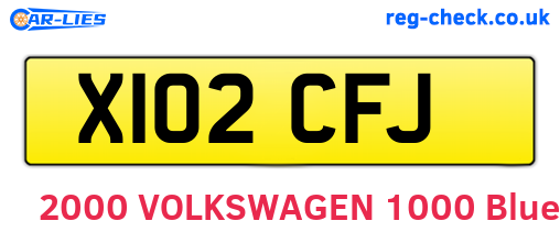 X102CFJ are the vehicle registration plates.