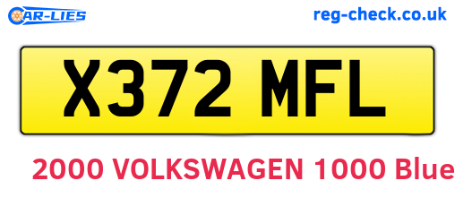 X372MFL are the vehicle registration plates.