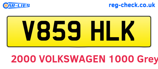 V859HLK are the vehicle registration plates.