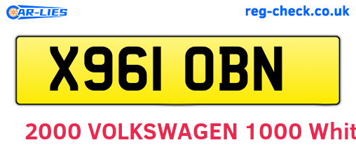 X961OBN are the vehicle registration plates.