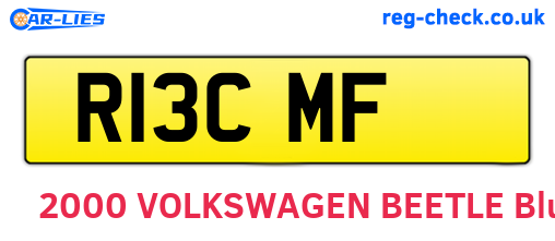 R13CMF are the vehicle registration plates.