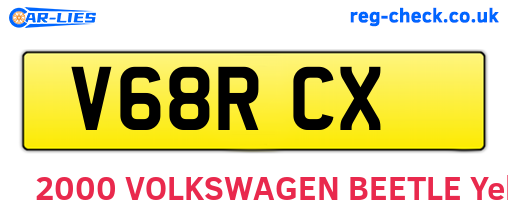 V68RCX are the vehicle registration plates.
