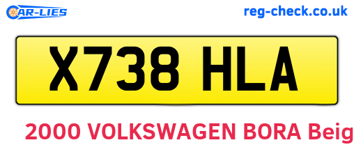 X738HLA are the vehicle registration plates.