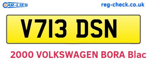 V713DSN are the vehicle registration plates.