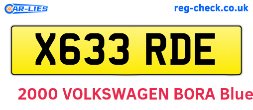 X633RDE are the vehicle registration plates.