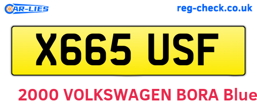 X665USF are the vehicle registration plates.