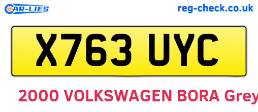 X763UYC are the vehicle registration plates.