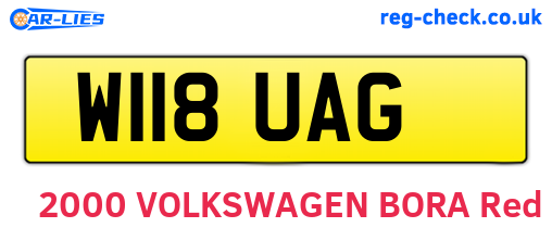 W118UAG are the vehicle registration plates.