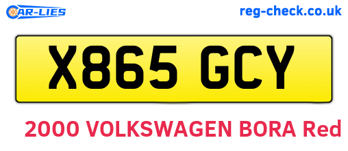 X865GCY are the vehicle registration plates.