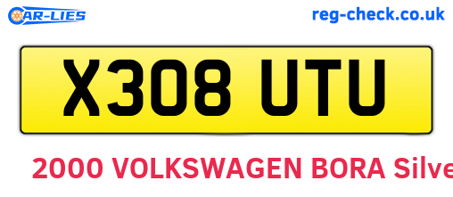 X308UTU are the vehicle registration plates.