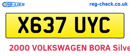 X637UYC are the vehicle registration plates.