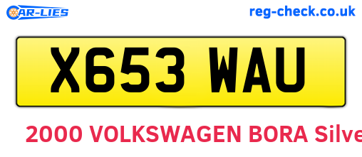 X653WAU are the vehicle registration plates.