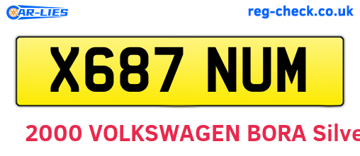 X687NUM are the vehicle registration plates.