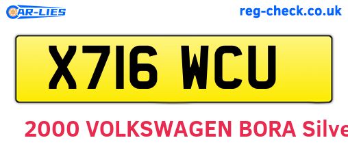 X716WCU are the vehicle registration plates.