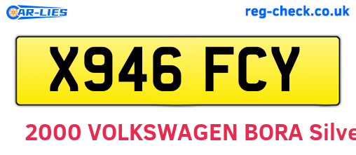 X946FCY are the vehicle registration plates.