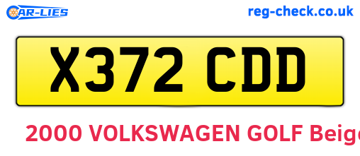 X372CDD are the vehicle registration plates.