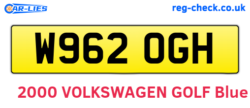 W962OGH are the vehicle registration plates.