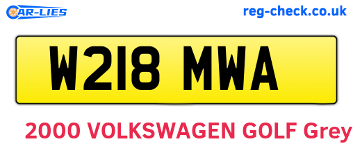 W218MWA are the vehicle registration plates.