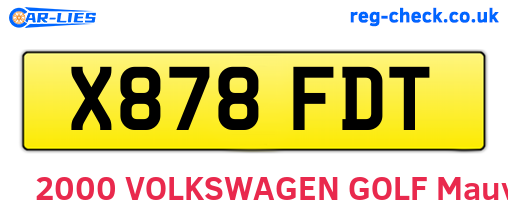 X878FDT are the vehicle registration plates.