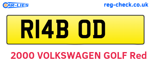 R14BOD are the vehicle registration plates.