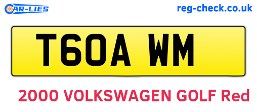 T60AWM are the vehicle registration plates.