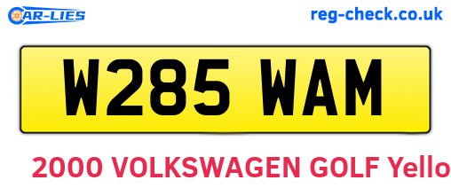 W285WAM are the vehicle registration plates.