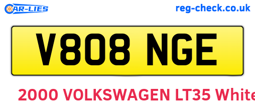 V808NGE are the vehicle registration plates.