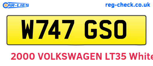 W747GSO are the vehicle registration plates.