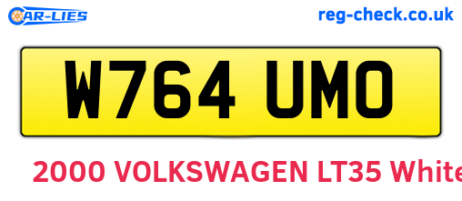 W764UMO are the vehicle registration plates.