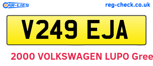 V249EJA are the vehicle registration plates.