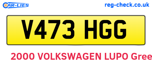 V473HGG are the vehicle registration plates.