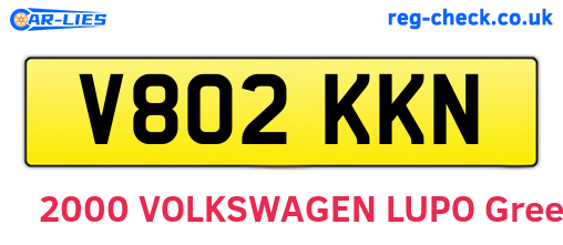 V802KKN are the vehicle registration plates.