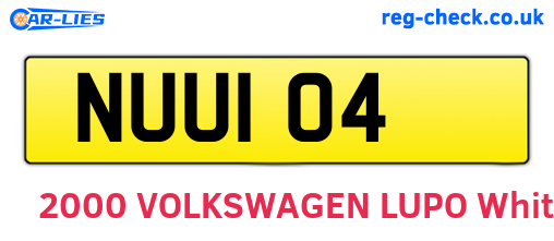 NUU104 are the vehicle registration plates.