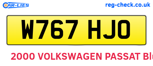 W767HJO are the vehicle registration plates.