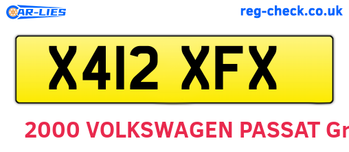 X412XFX are the vehicle registration plates.