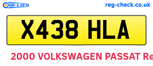 X438HLA are the vehicle registration plates.