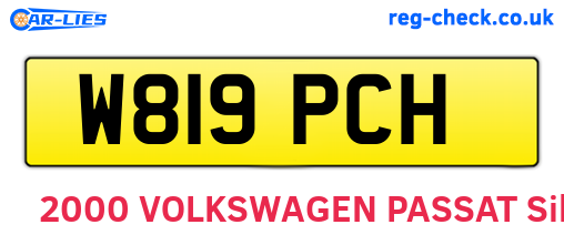 W819PCH are the vehicle registration plates.