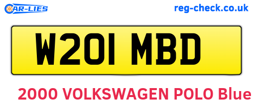 W201MBD are the vehicle registration plates.
