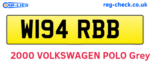W194RBB are the vehicle registration plates.