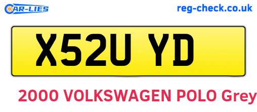 X52UYD are the vehicle registration plates.