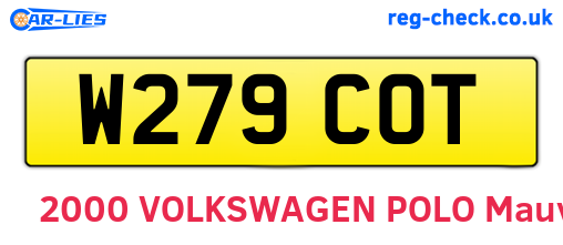 W279COT are the vehicle registration plates.