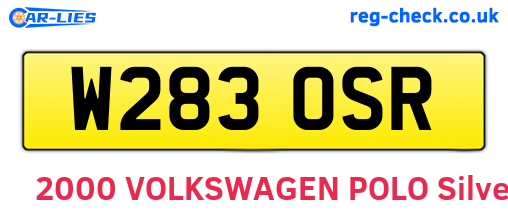 W283OSR are the vehicle registration plates.
