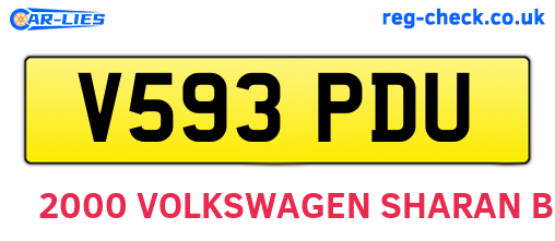 V593PDU are the vehicle registration plates.