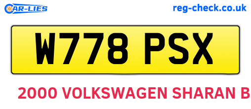 W778PSX are the vehicle registration plates.