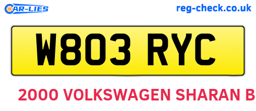 W803RYC are the vehicle registration plates.