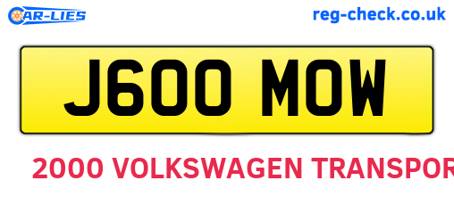 J600MOW are the vehicle registration plates.