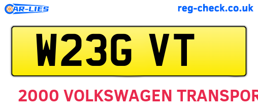 W23GVT are the vehicle registration plates.